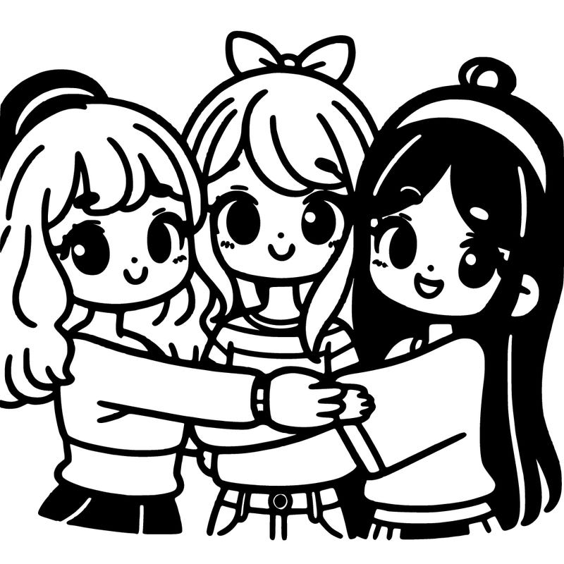three girls hugging