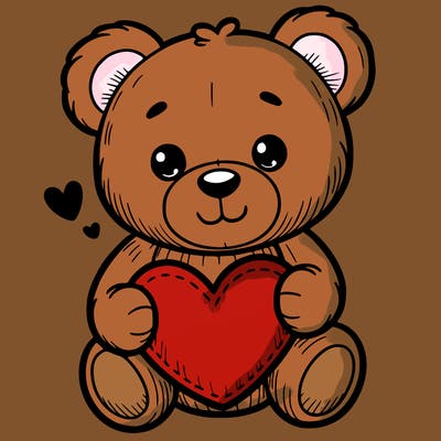 . teddy bear holding heart
