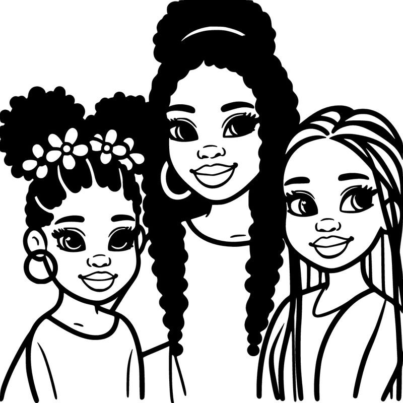 black girl mom and daughters