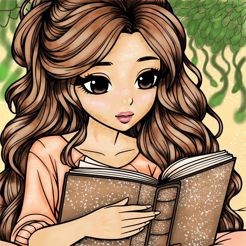 realistic girl reading a book