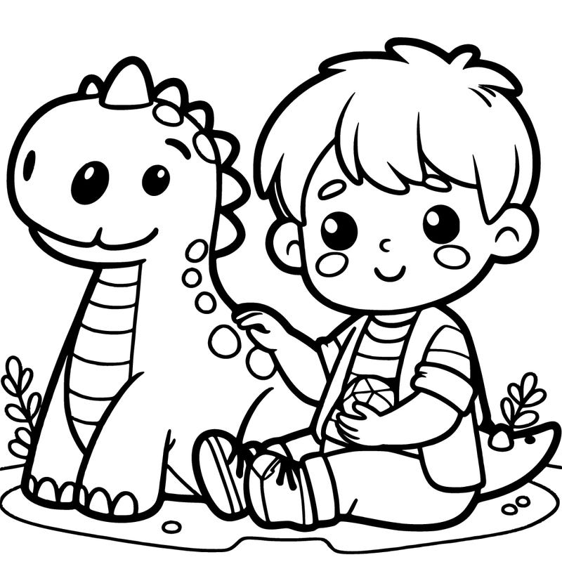 boy with a dinosaur
