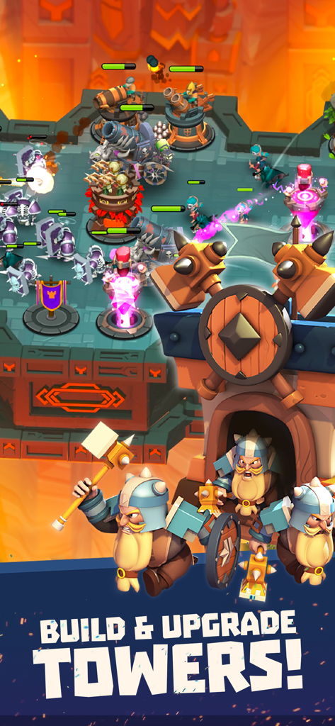 Castle Creeps TD - Fantasy dwarf heroes defending their base with cannons and towers in Castle Creeps TD
