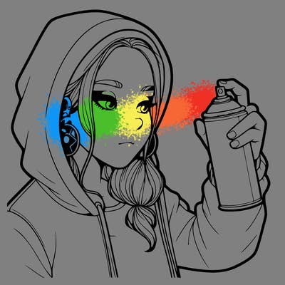 a realistic girl, spray painting