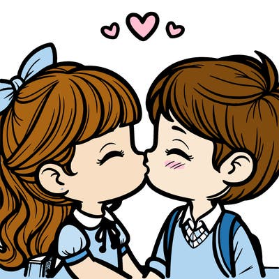 boy and girl kissing