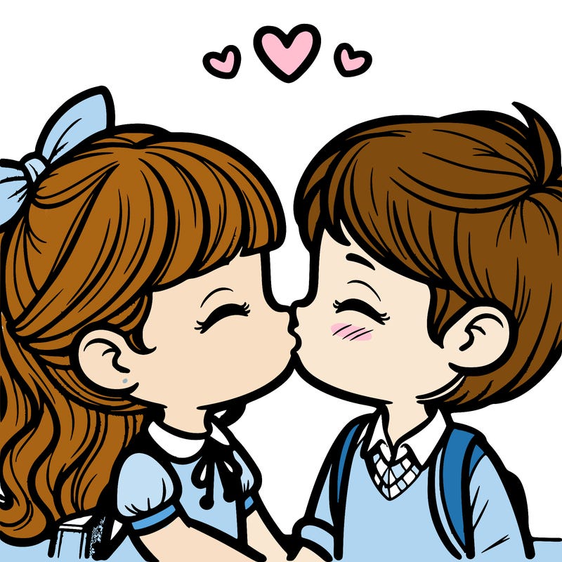 boy and girl kissing