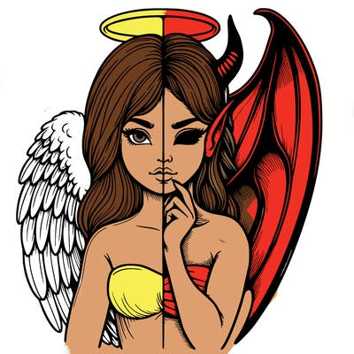 realistic angel half demon