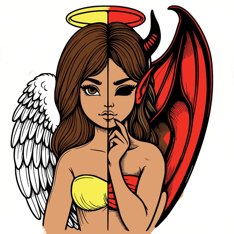 realistic angel half demon