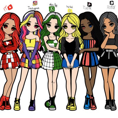 a group of girls realistic