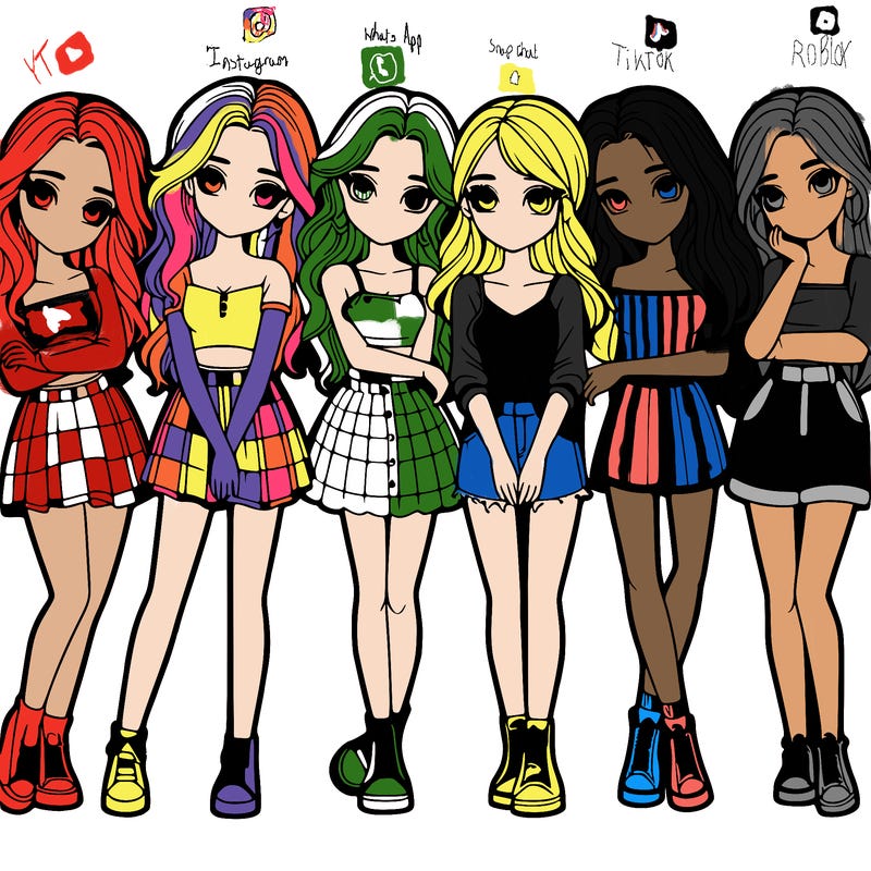 a group of girls realistic