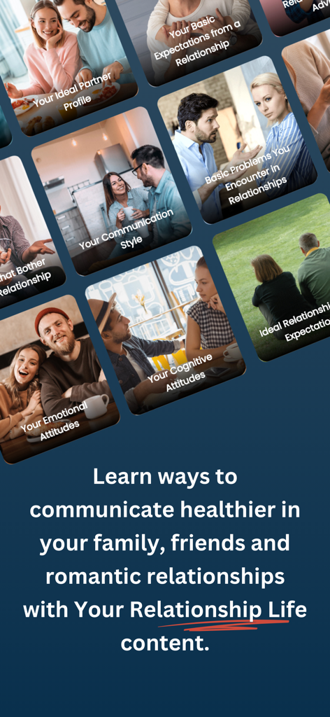 Enneagram Premium - Relationship advice categories in the app including communication style and partner profile