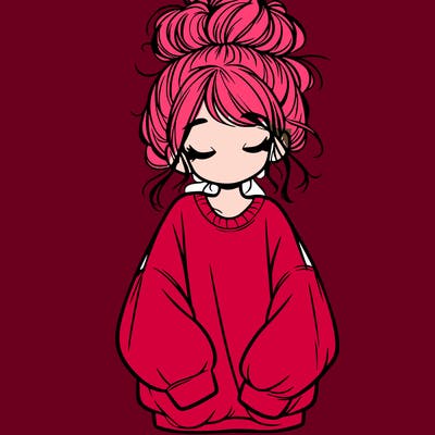 girl with baggy sweatshirt and messy bun