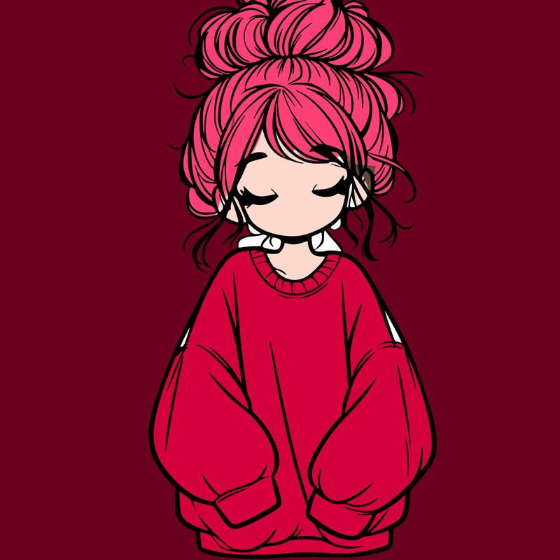 girl with baggy sweatshirt and messy bun