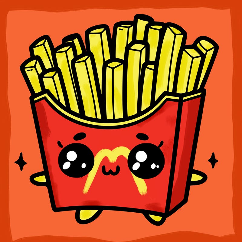 a cute. french fries