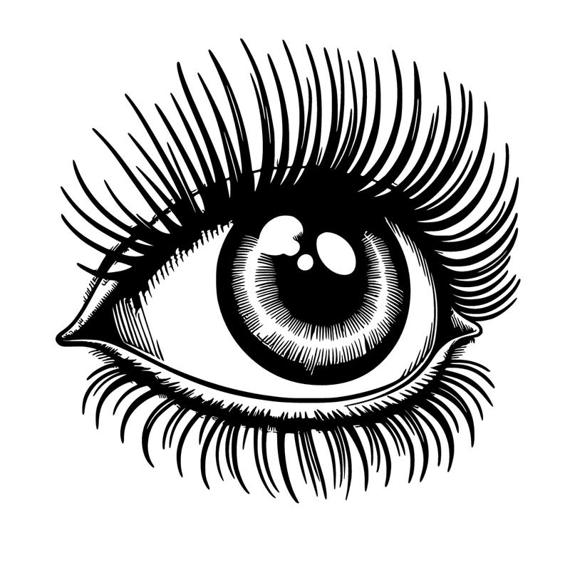 realistic eyeball with long lashes