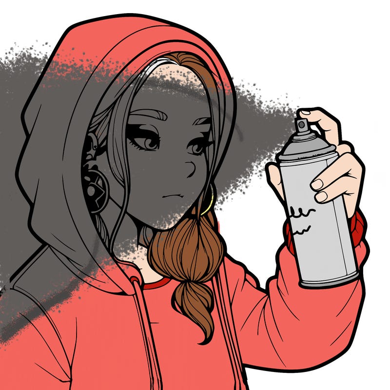 a realistic girl, spray painting
