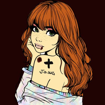 realistic girl with bangs looking over her shoulder