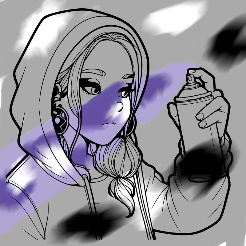a realistic girl, spray painting