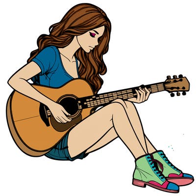 realistic woman play guitar
