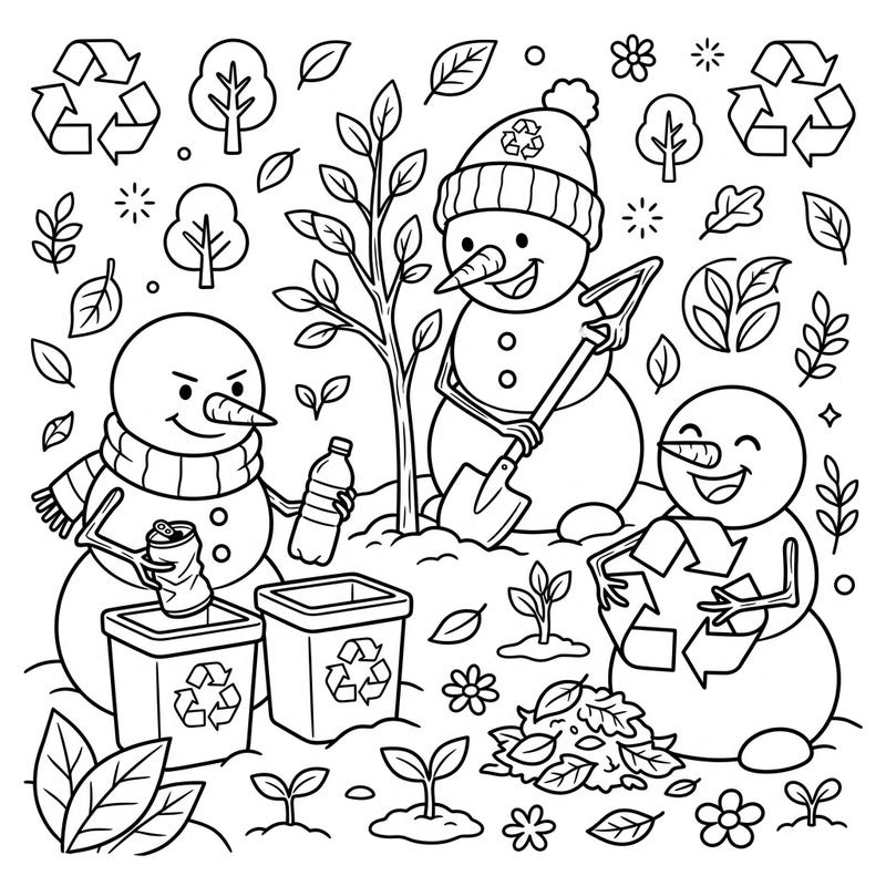 Get ready for a heartwarming and humorous Earth Day celebration with our funny snowmen! This delightful coloring page combines winter charm with important environmental themes, perfect for all ages.