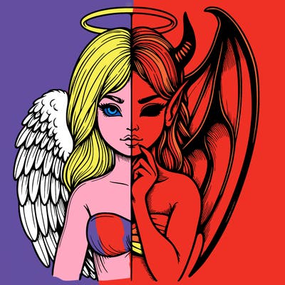 realistic angel half demon