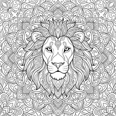 Dive into the serene world of our Majestic Lion Mandala coloring page, thoughtfully designed for seniors. Featuring large print and clear, intricate patterns, it offers a perfect blend of challenge and relaxation for a delightful coloring journey.