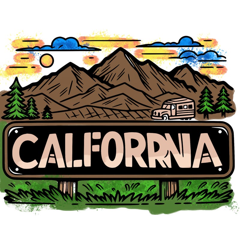 california sign realistic moutain in background