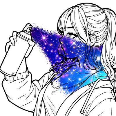a realistic girl spray, painting