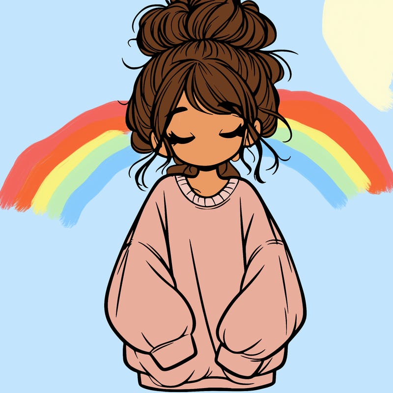 girl with baggy sweatshirt and messy bun