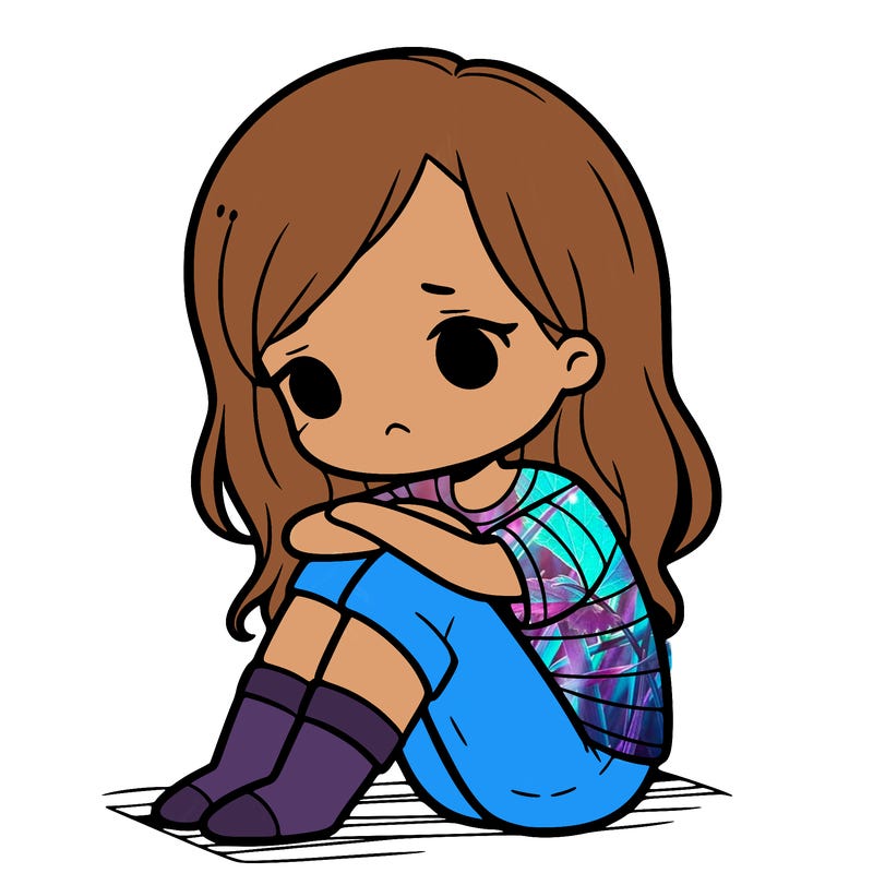 sad girl sitting on the floor