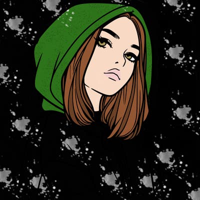 a realistic girl in a hoodie