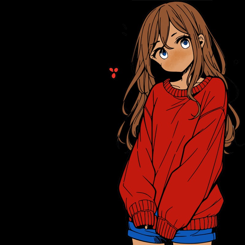 manga teen girl  in a sweater and baggy pants
