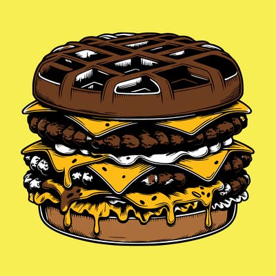 realistic waffle burger