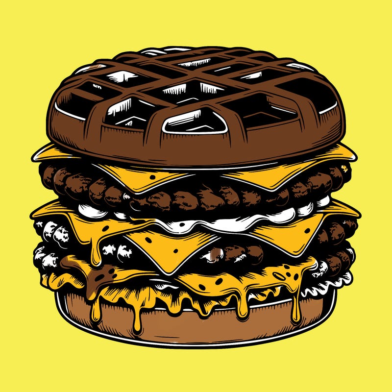 realistic waffle burger