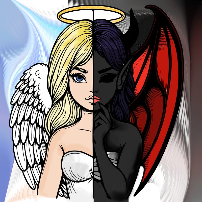 realistic angel half demon