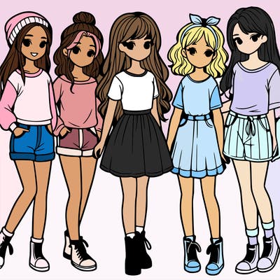 a group of five girls