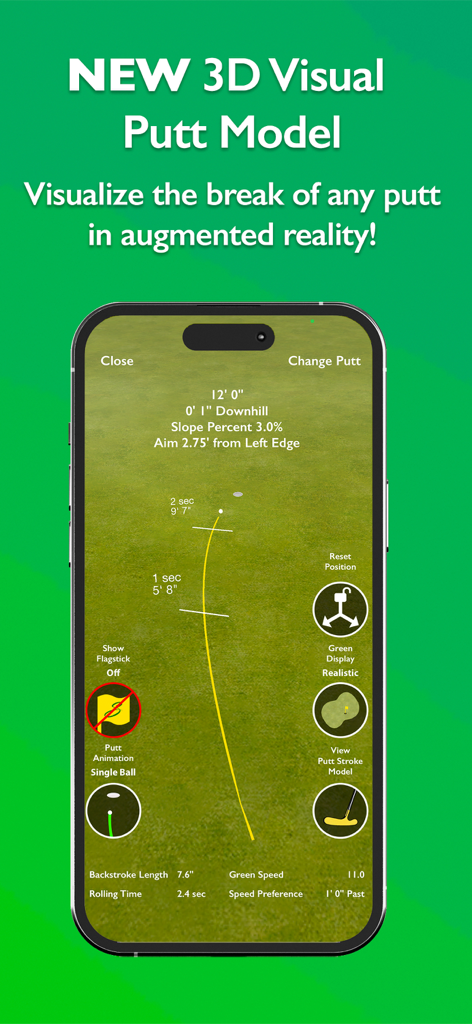 Slopegraide - Slopegraide 3Dビジュアルパットモデル。拡張現実でゴルフパットの傾斜を視覚化しています。