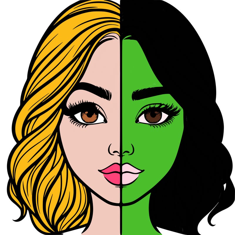 realistic girl split half