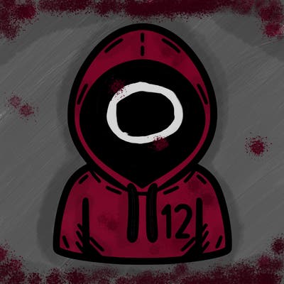 a person with non face waering a hoodie with a small 132 symbol