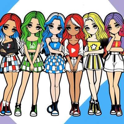 a group of girls realistic