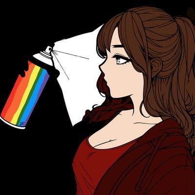 a realistic girl spray, painting