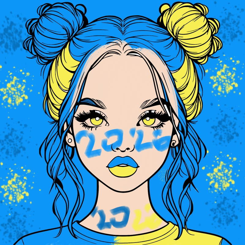 realistic girl with two buns in hair and lips