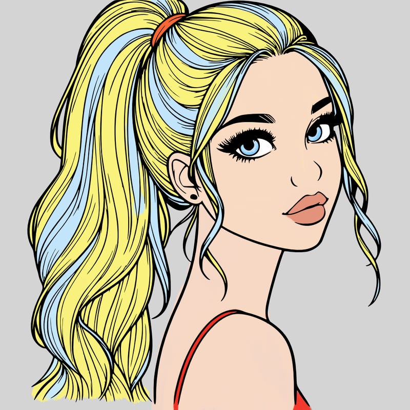 realistic pretty girl with high pony tail