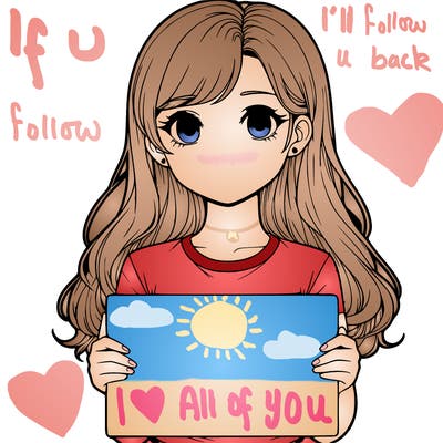 realistic girl holding a sign