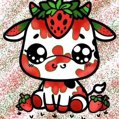 cute strawberry cow