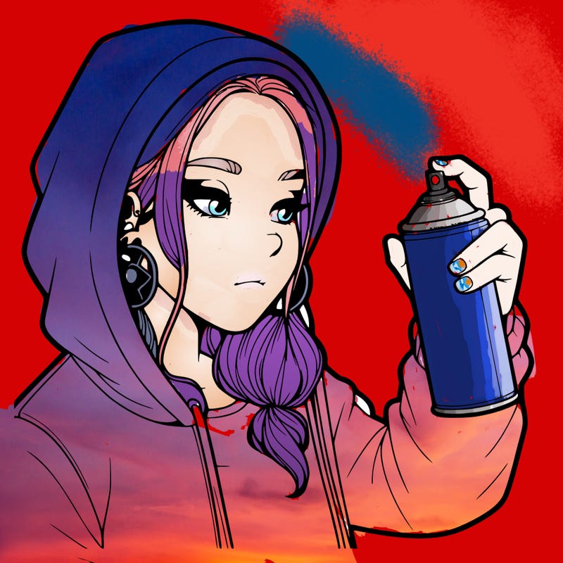 a realistic girl, spray painting
