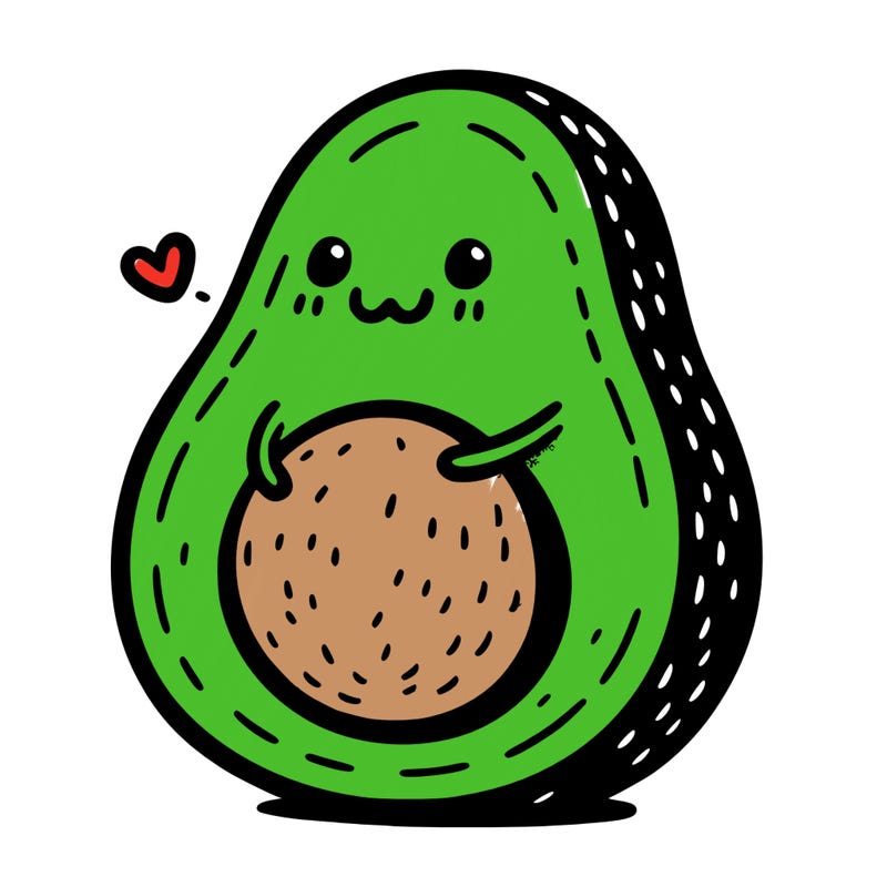 an avocado hugging an avocado