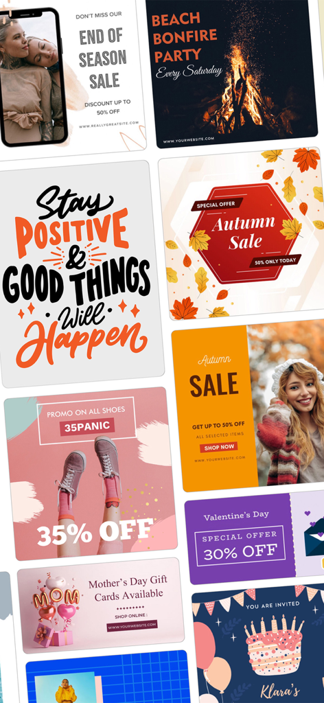A variety of customizable poster and social media design templates