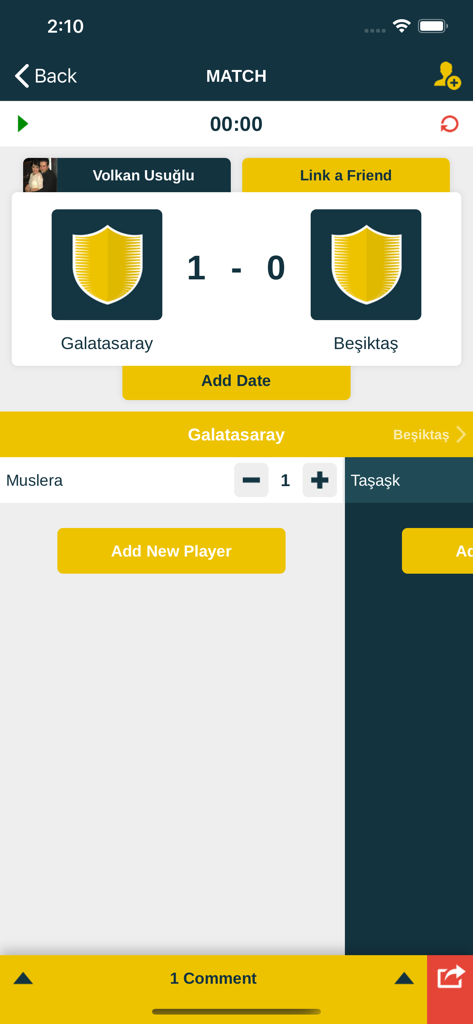 Fixture Maker - Fixture Maker app interface for tracking a live match score between two teams