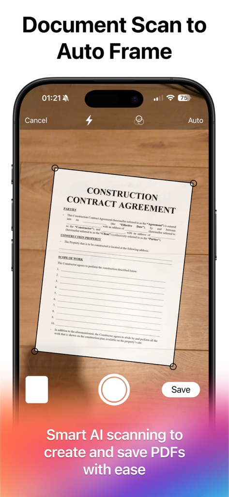 モバイルフォンでPDFを作成および保存するためのスマートAIドキュメントスキャン機能
