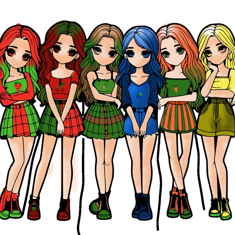 a group of girls realistic